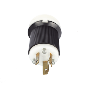 clavija industrial con bloqueo de media vuelta / 30 a 250 v ca / 2 polos 3 hilos / color blanco y negro / nema l6 30p.