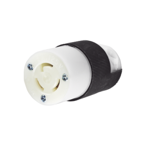 conector industrial con bloqueo de media vuelta / 15 a 125 v ca / 2 polos 3 hilos / color blanco y negro / nema l5 15r.
