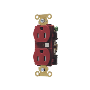 contacto duplex 15 a 125 v / a prueba de manipulaciones / nema 5 15r / color rojo.