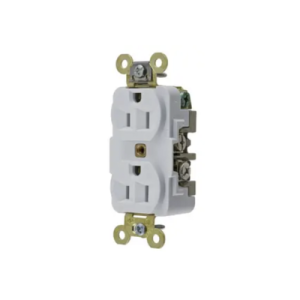 contacto dúplex 15 a 125 v 2 polos, 3 hilos color blanco (nema 5 15r). grado industrial.