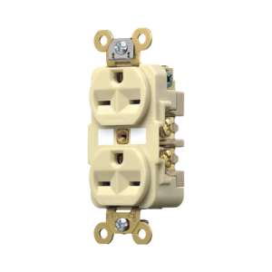contacto dúplex 15 a 250 v / 2 polos 3 hilos / nema 6 15r / grado industrial /color marfil.