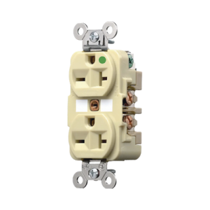 contacto duplex de 20 a 250 v ca/ nema 6 20r / grado hospitalario / color marfil.
