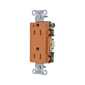 contacto dúplex conexión a tierra aislada/ 15a 125v/ 2 polos 3 hilos/ nema 5 15r /grado comercial decorativo/ color naranja.