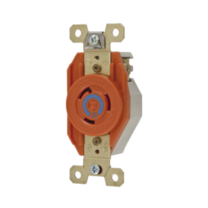receptáculo sencillo de media vuelta/ 20 a 250 v ca / 2 polos 3 hilos / nema l6 20r.