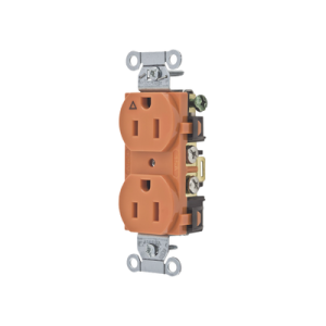 contacto dúplex conexión a tierra aislada/ 15a 125v/ 2 polos 3 hilos/ nema 5 15r /grado comercial/ color naranja.