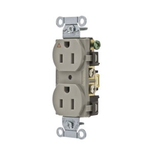 contacto dúplex conexión a tierra aislada/ 15 a 125 v/ 2 polos 3 hilos/ color gris/ nema 5 15r/ grado comercial.