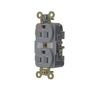 contacto dúplex conexión a tierra aislada 15a 125v/ 2 polos 3 hilos/ color gris/ nema 5 15r/ grado industrial.