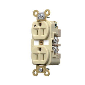 contacto dúplex conexión a tierra aislada 15a 125v/ 2 polos 3 hilos/ color marfil/ nema 5 15r/ grado industrial.