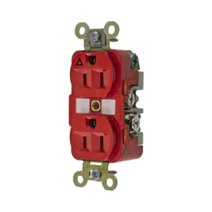 contacto dúplex conexión a tierra aislada 15a 125v/ 2 polos 3 hilos/ color rojo/ nema 5 15r/ grado industrial.