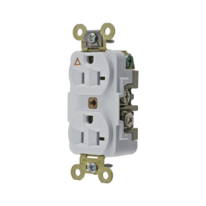 contacto dúplex conexión a tierra aislada/ 20 a 125 v/ 2 polos 3 hilos/ color blanco/ nema 5 20r/ grado industrial.