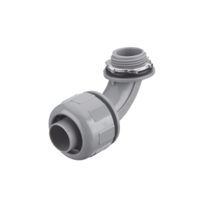 conector curvo 90° de nylon de 3/4" para tubería liquidtight polytuff.