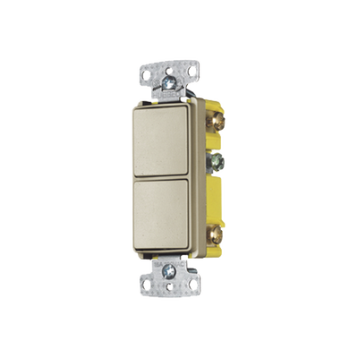 interruptor residencial 15 a 120 277 v / 2 bases unipolares / cableado lateral / color marfil. interruptor residencial 15 a 120 277 v / 2 bases unipolares / cableado lateral / color marfil.