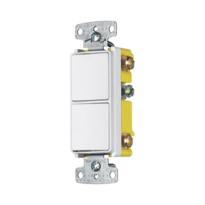 interruptor residencial 15 a 120 277 v, 1 polo 3 vías, cableado lateral, color blanco.