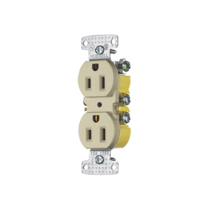 contacto duplex 15a 125v/ 2 polos 3 hilos / cableado posterior y lateral / nema 5 15r / color marfil.