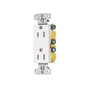 contacto duplex decorador 15a 125v, 2 polos, 3 hilos, color blanco (nema5 15r).