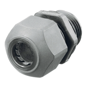 conector de cable, estilo europeo para conductores de 0.18" a .31", para conduit 3/8", gris.