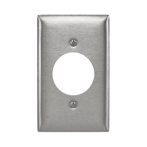 placa para receptaculo sencillo 20 y 30 a de media vuelta/ 1.6" (40 mm) / acero inoxidable.