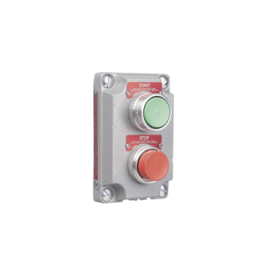 cubierta para estación de control con 2 botones pulsadores de arranque y paro.