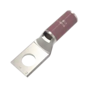 zapata terminal de compresión burndy cañón corto para tornillo de 1/4" y calibre 2 awg.