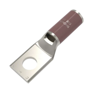 zapata terminal de compresión burndy cañón corto para tornillo de 3/8" y calibre 2 awg.