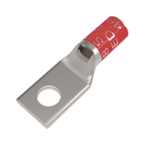 zapata terminal de compresión burndy cañón corto para tornillo de 5/16" y calibre 8 awg.