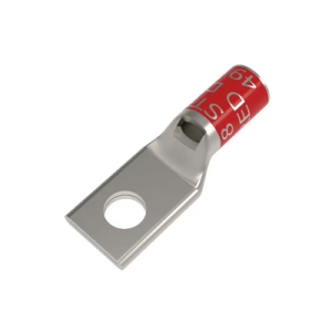 zapata terminal de compresión burndy cañón corto para tornillo de 3/8" y calibre 8 awg.
