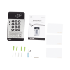 audio portero ip con 2 líneas sip, relevador integrado, teclado numérico y lectora de tarjetas rfid para control de acceso, poe