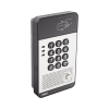 audio portero ip con 2 líneas sip, relevador integrado, teclado numérico y lectora de tarjetas rfid para control de acceso, poe