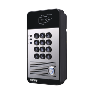 audio portero ip con 2 líneas sip, relevador integrado, teclado numérico y lectora de tarjetas rfid para control de acceso, poe