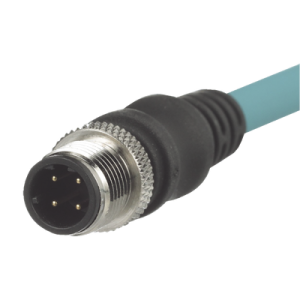 cable de conexión industrialnet cat5e, con conector recto m12 d code macho en ambos extremos, blindado s/ftp, forro tpo, color azul cerceta, 1 metro