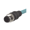 cable de conexión industrialnet cat5e, de m12 d code macho recto a m12 d code macho angulado, blindado s/ftp, forro tpo, color azul cerceta, 1 metro