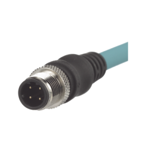 cable de conexión industrialnet cat5e, de m12 d code macho recto a m12 d code macho angulado, blindado s/ftp, forro tpo, color azul cerceta, 1 metro