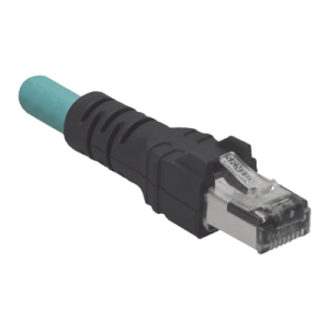 cable de conexión industrialnet cat5e, de m12 d code macho a plug rj45, blindado s/ftp, forro tpo, color azul cerceta, 5 metros