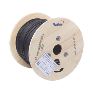 carrete de 1 km de fibra Óptica aérea mini figura 8 g.657a2 tipo drop, monomodo de 1 hilo (unifibra), color negro, span 80