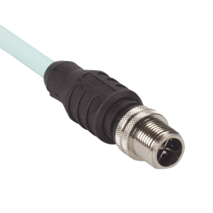 cable de conexión industrialnet cat6a, con conector recto m12 x code macho en ambos extremos, blindado sf/utp, forro tpo, color azul cerceta, 5 metros