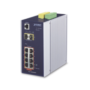 switch industrial administrable capa 2, 8 puertos poe gigabit 802.3af/at, 2 puertos sfp de 1 / 2.5 gigabit, entrada de voltaje secundaria para fuente redundante