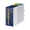 switch industrial capa 3 de 8 puertos 10/100/1000t poe 802.3bt, 2 puertos sfp 1 g/2.5 g, 4 puertos sfp 10g, instalación en pared o puerto din.