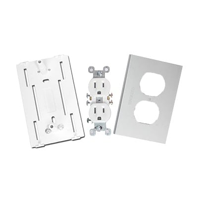 contacto eléctrico doble, soporte y tapa de pvc auto extinguible y aluminio, universal (8191 10200) contacto eléctrico doble, soporte y tapa de pvc auto extinguible y aluminio, universal (8191 10200)