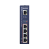 extensor industrial poe, entrada poe 802.3 bt y 4 puertos de salida gigabit 802.3 af/at