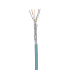 bobina de cable blindado sf/utp categoría 6a, uso industrial con resistencia al aceite y rayos uv, multifilar 24/7 (flexible), color azul cerceta, bobina de 305m