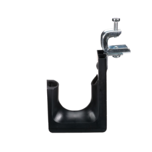 sujetador stronghold tipo j (j hook), con abrazadera de tornillo para montaje, hasta 46 cables cat6, nylon 6.6, color negro, 1 pieza