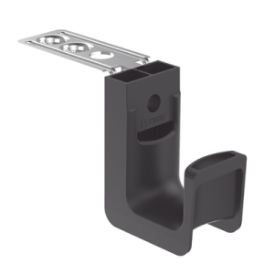 sujetador stronghold tipo j (j hook), con soporte para montaje en techo, para 8 cables cat6, nylon 6.6, color negro, paquete de 50 piezas