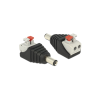 adaptador tipo jack de 3.5 mm macho polarizado de 12 vcc con terminales de presión.