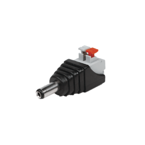 adaptador tipo jack de 3.5 mm macho polarizado de 12 vcc con terminales de presión.