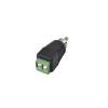 adaptador rca macho tipo jack polarizado / terminales tipo tornillo / polarizado (+/ ) / recomendado para video y audio en sistemas de video vigilancia a 2 hilos.