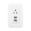 contacto sencillo de 15 a/ 127 v ca y 2 conectores usb de 5 v cd 2a / color blanco.