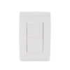 apagador dúplex de 10 a/ 127 v ca ~ 60 hz / 1 1/2 módulos / color blanco.