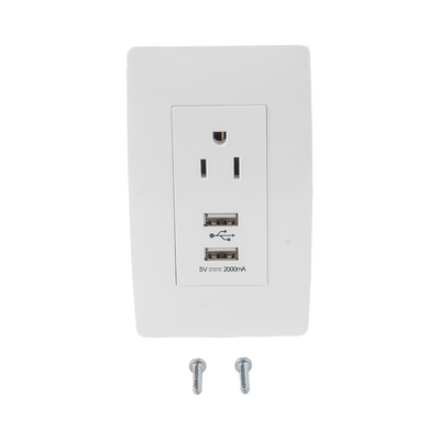 contacto sencillo de 15 a/ 127 v ca y 2 conectores usb de 5 v cd 2a / color blanco. contacto sencillo de 15 a/ 127 v ca y 2 conectores usb de 5 v cd 2a / color blanco.