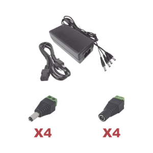 kit con fuente epcom power line con salida de 12 vcc a 5 amper con 4 salidas / incluye conectores jr52 y jr53