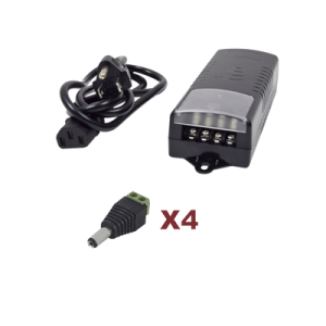 kit con fuente epcom con salida de 12 vcc a 5 amper con 4 salidas / incluye conectores jr52